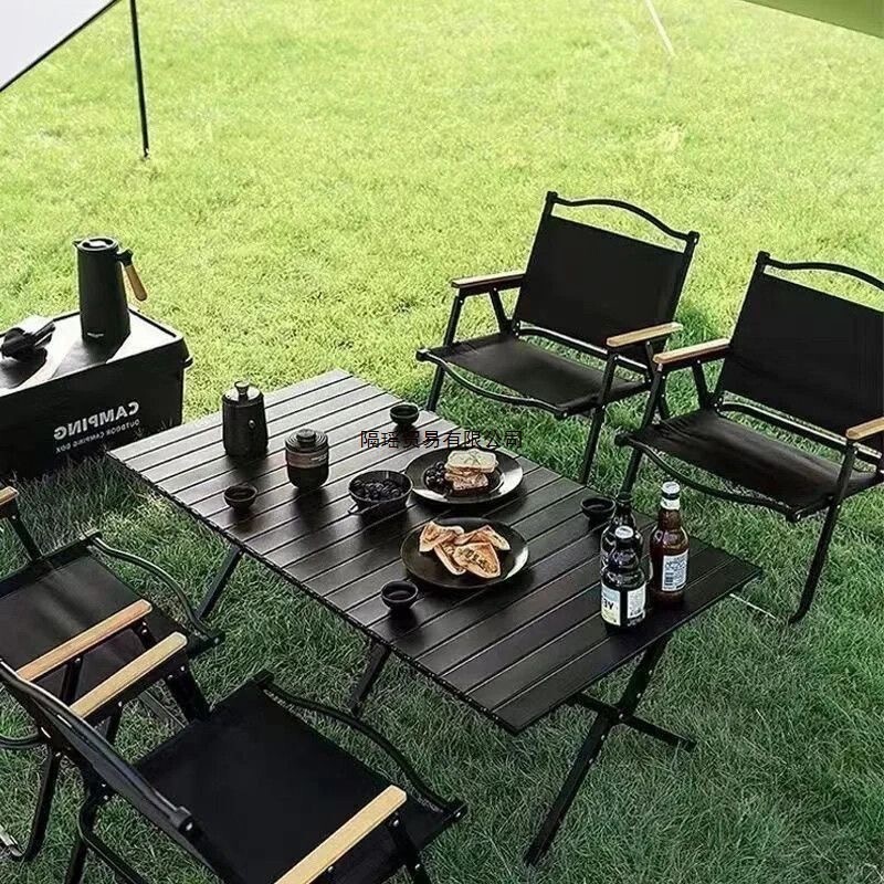 Camping Folding Table Outdoor Patio Egg Roll Table Simple Picnic Table Car Portable Set Beach Table and Chairs