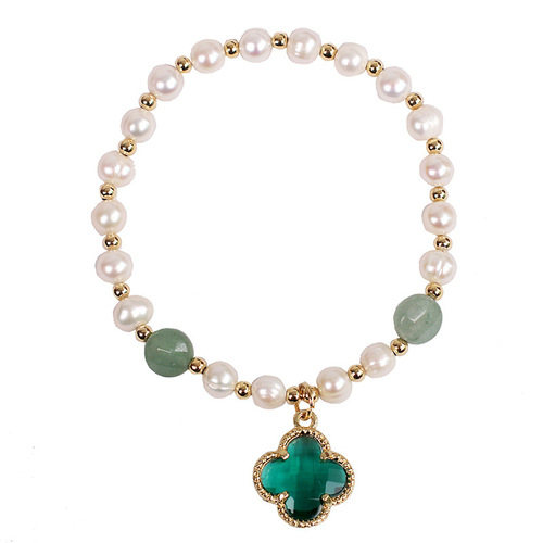 New Natural Freshwater Pearl Bracelet for Women, Korean-Style Fresh and Cute Four-Leaf Clover Charm Bracelet, Perfect Gift for Friends or Sisters