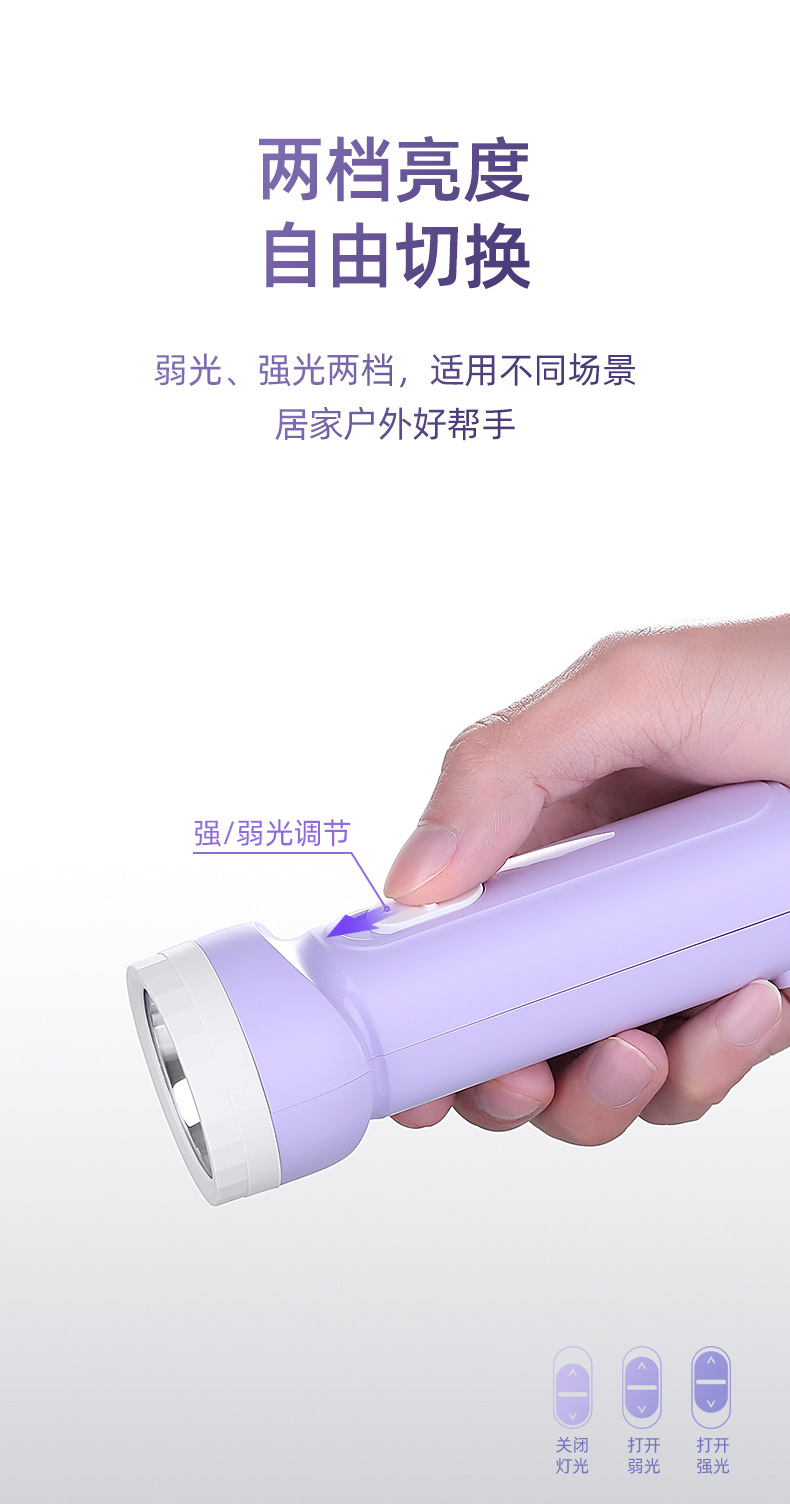 Kangming Led Small Flashlight Rechargeable Student Dormitory Study Home Lighting Emergency Compact Portable Flashlight