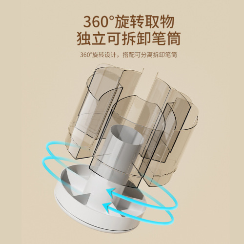 Transparent 360-degree rotating pen container storage box desktop pen container girls children stationery storage cylinder multifunctional pen barrel