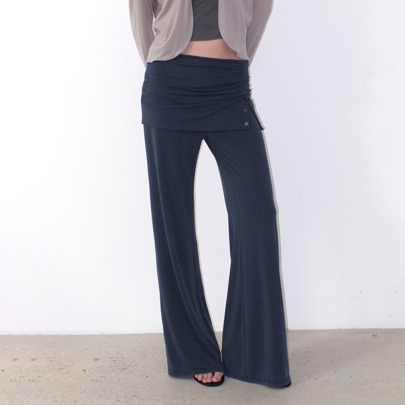 Mto de dr mist blue wrap-around pleated waistband skin-friendly soft sports straight casual pants/skirt-pants