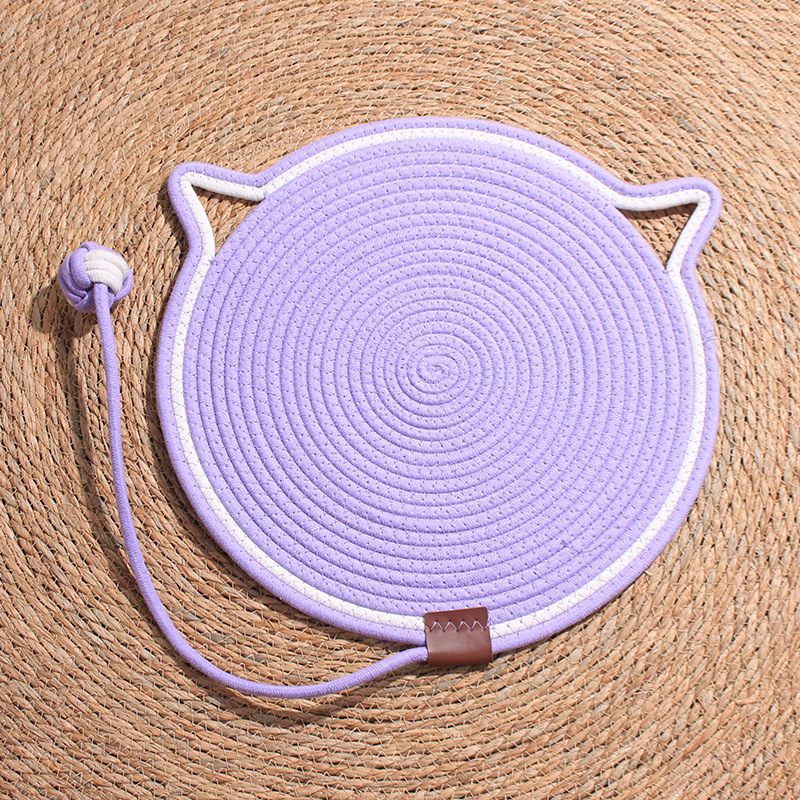 Cable de algodón para mascotas confortable para jugar y dormir en una sola estera de agarre para gatos resistente al desgaste, estera de algodón trenzado resistente al desgaste
