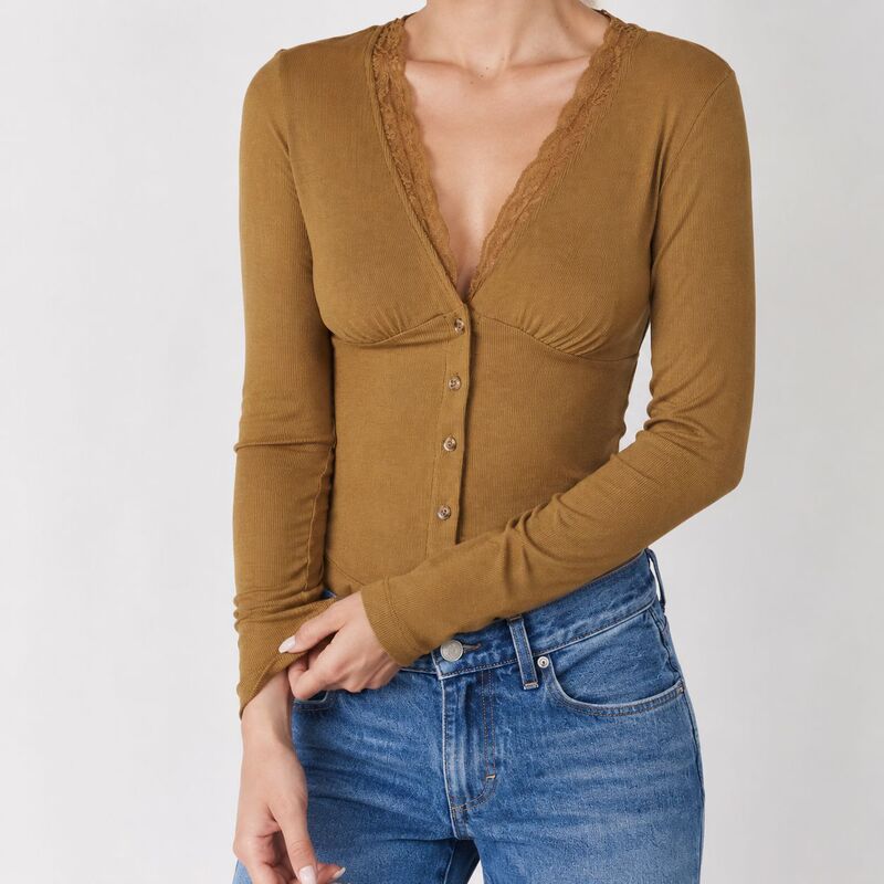 Women's buttoned V-neck long-sleeve T-shirt, autumn solid color slim-fit cardigan, short top, new Korean style for autumn