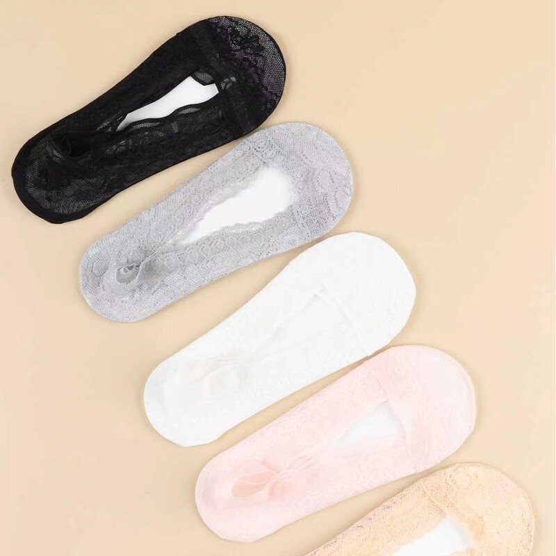 Lace Invisible Boat Socks for Women, Summer Thin Style, Silicone Non-Slip, Breathable, Stylish Socks, Invisible Socks for Summer