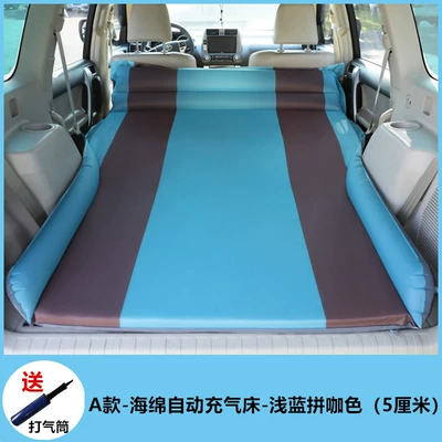 Car Inflatable Mattress for Suv Trunk, Dedicated for Sleeping in the Car, No-Inflatable Sponge Sleeping Pad, Travel Bed (Vehicle-mounted inflatable bed) - type-a-sponge-automatic-inflatable-bed-light-blue-and-coffee-color-5cm