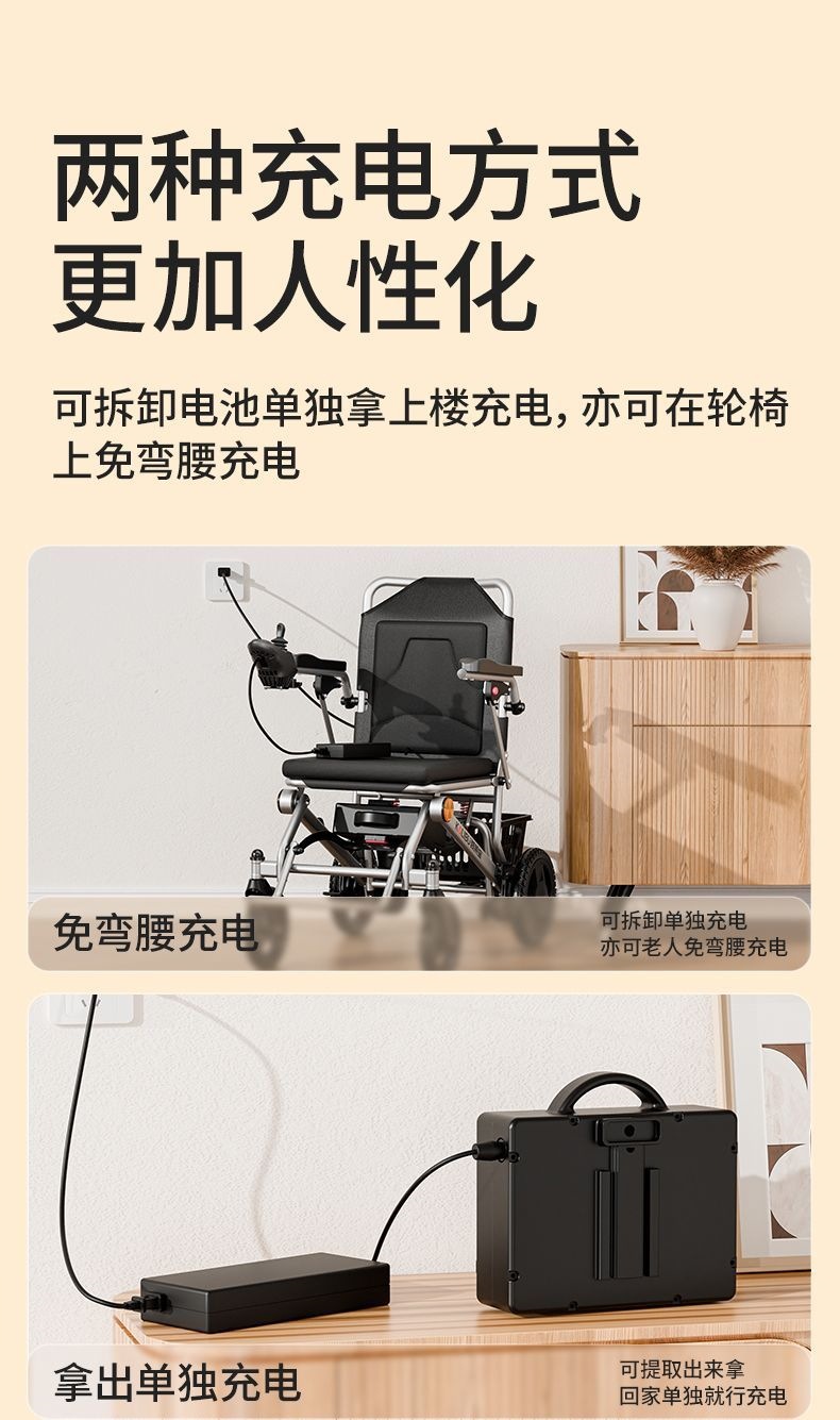 New electric wheelchair for grocery shopping, lightweight, intelligent, fully automatic, foldable, portable for the disabled, suitable for the elderly