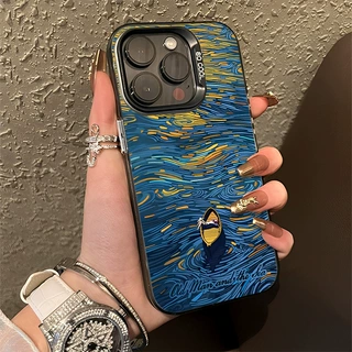 适用苹果17手机壳iphone14promax油画13艺术小众15漂流梵高雪山