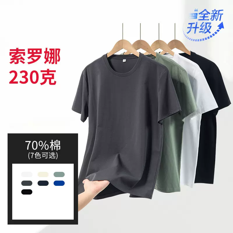 2025夏季新款棉圆领短袖男上衣抖音同款百搭网红凉感索罗娜T恤女