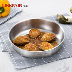 LINFAIR凌丰304不锈钢菜盘子圆盘菜盘碟子水果盆浅托盘加厚砂光厚