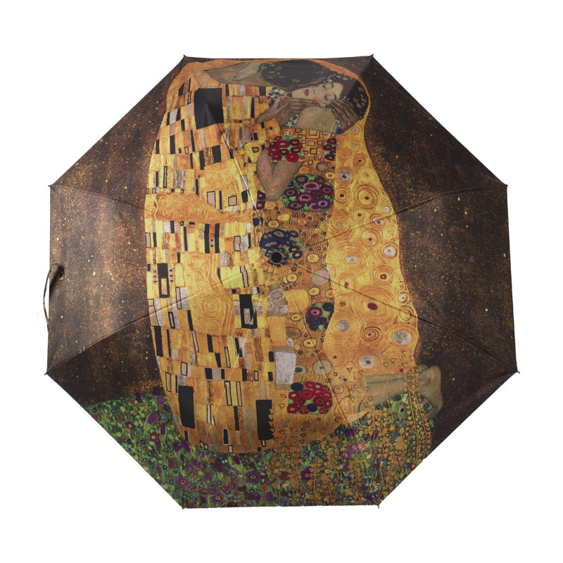Van Gogh pintura al óleo paraguas pegamento negro Paraguas automático protección solar paraguas plegable paraguas de impresión digital paraguas pequeño paraguas fresco patrón imprimible
