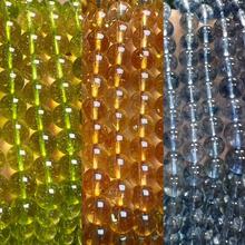 高品质合成K9黄水晶橄榄海蓝宝水晶圆珠爆花水晶散珠diy饰品配件