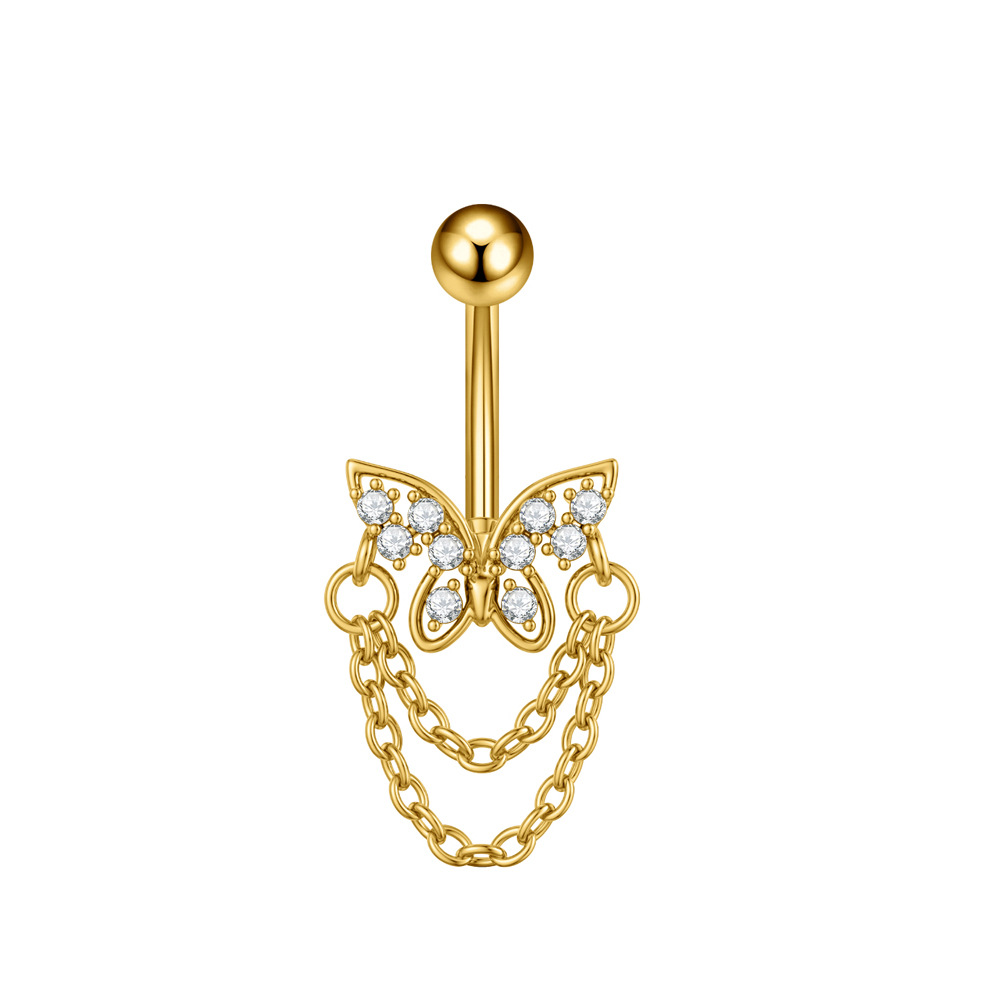 5g Weight Zircon Inlay Material Belly Ring Classification 1 Piece Quantity Casual, Bar Occasion 316 Stainless Steel Material Star, Flower, Butterfly Pattern All Seasons Season Unisex Gender Plating Design Hip-Hop, Simple Style, Cool Style Style 1 Piece 316 Stainless Steel Zircon Belly Rings Star Flower Butterfly Unisex 27