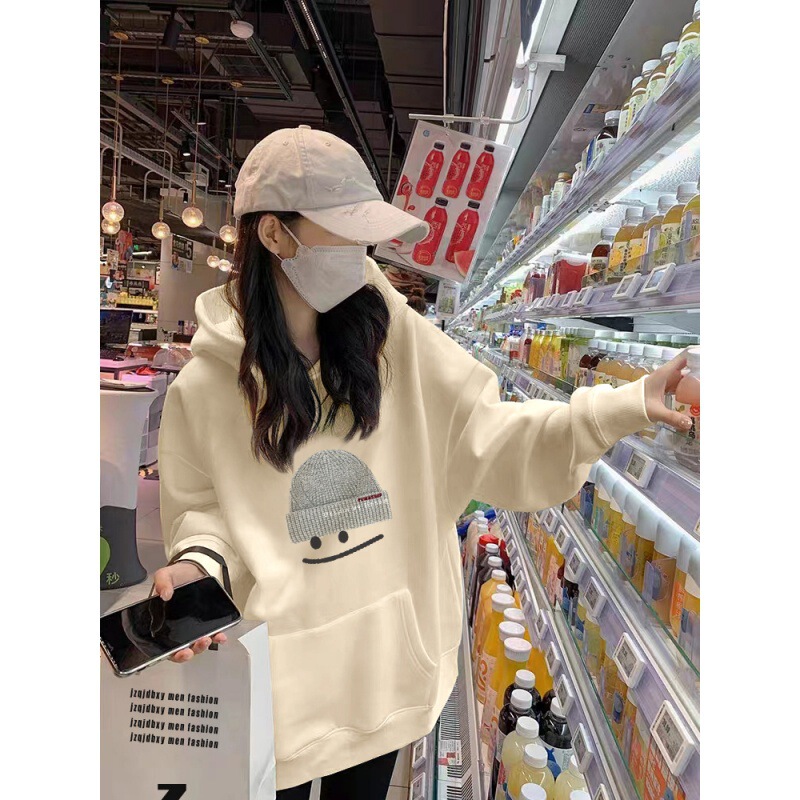 Apricot Hooded Sweatshirt for Women 2025 New Popular Autum Loose Large Size Top Korean Style Fat mm Fleece-Lined Jacket Trendy Apricot Hooded Sweatshirt for Women 2025 New Popular Autum Loose Large Size Top Korean Style Fat mm Fleece-Lined Jacket Trendy