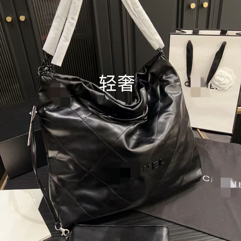 Large Diamond-Patterned Niche Design Garbage Bag 22Bag New Women's Bag High-End Fashion Solid Color Genuine Leather Chain Bucket Bag