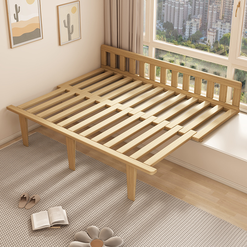 Bay Window Pull-Out Retractable Bed Frame Foldable Mattress Children's Room Study Bay Window Expansion All Solid Wood Row Frame Others