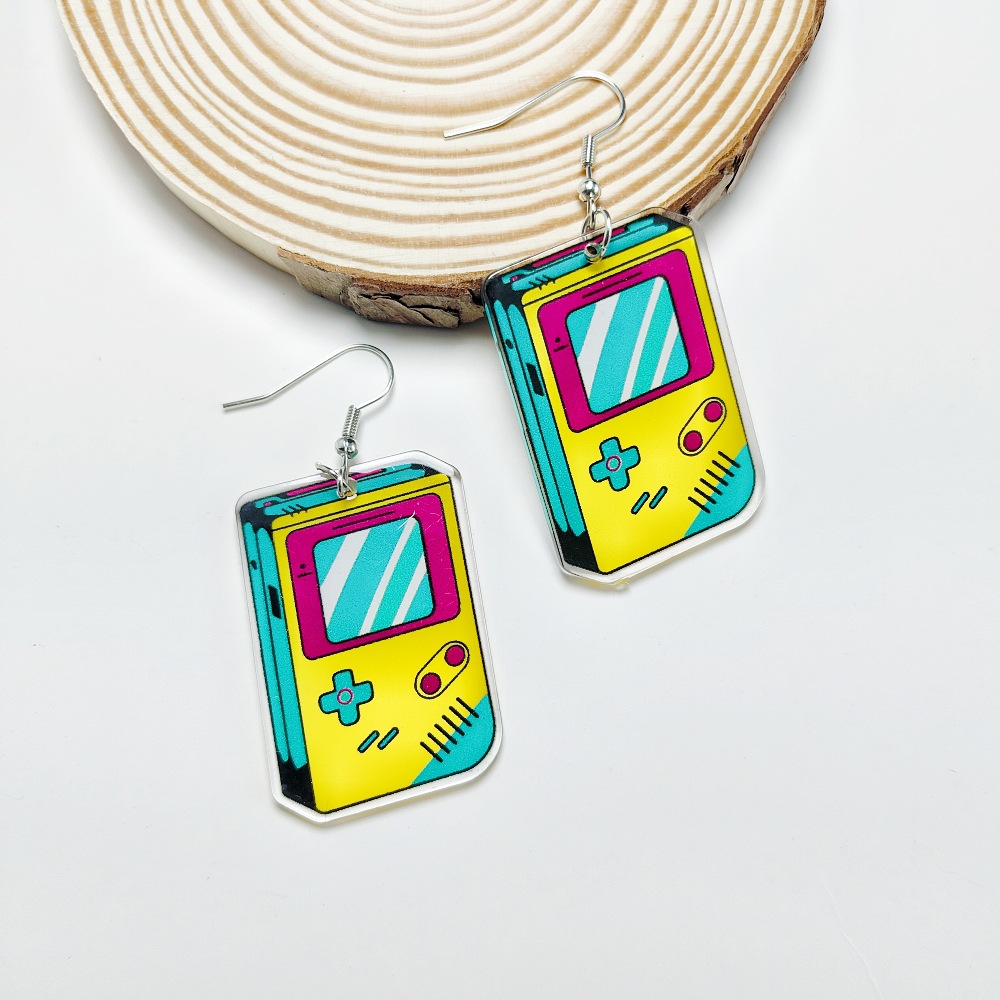 14g Weight Iron Ear Needle Material Drop Earrings Classification 1 Pair Quantity Holiday, Daily Occasion Acrylic Material Printing, Color Block, Rubik'S Cube Pattern Women's Gender Stoving Varnish Design Novelty Style 1 Pair Novelty Printing Color Block Rubik'S Cube Stoving Varnish Arylic Drop Earrings 18