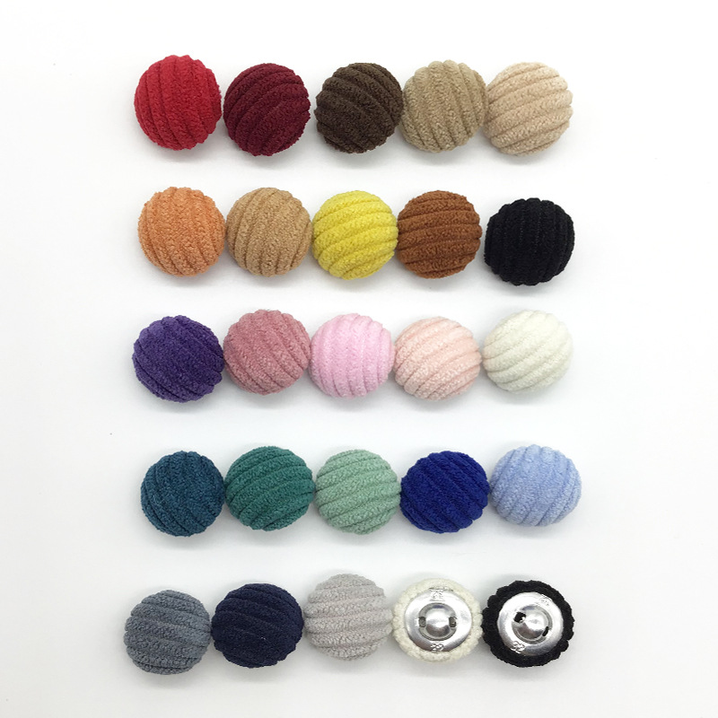 蘑菇扣包扣粗灯芯绒包布纽扣儿童手工diy子圆形布扣子大衣扣配件