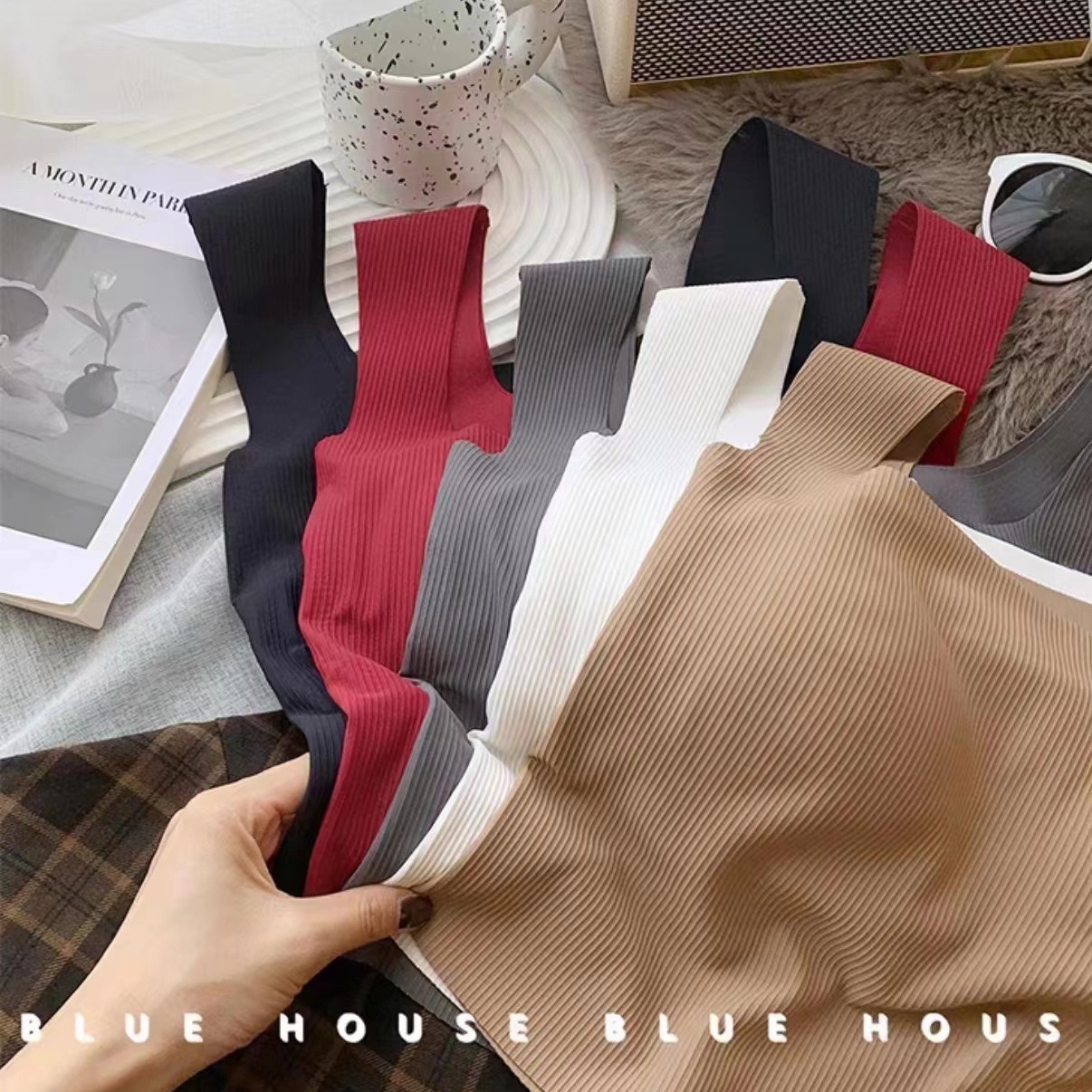 Verano chaleco de cuello cuadrado sujetador hilo integral fija taza cojín de pecho hermosa espalda para usar chicas calientes envueltas en ropa interior de pecho mujer