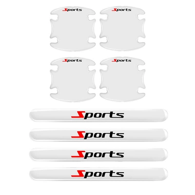 Car Transparent Door Bowl Anti-Collision Sticker with Logo and Car Emblem Design, Adhesive Type, Car Door Handle Anti-Collision Decoration (Portal Wrist) - epoxy-transparent-door-bowl-4-handle-4-sport-logo