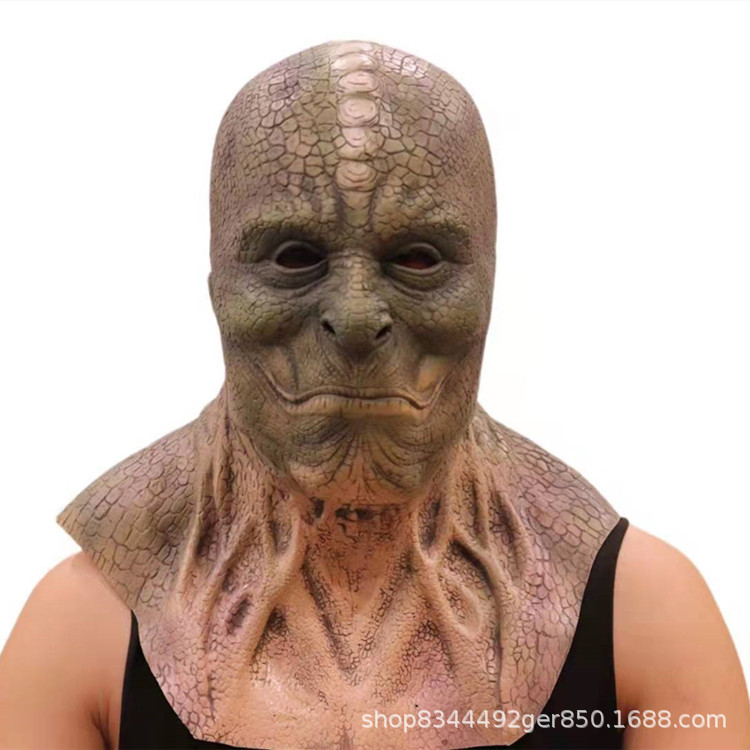 Halloween horror demonio fantasma cara máscara serpiente demonio lagarto realista sombrero divertido mal miedo rendimiento props