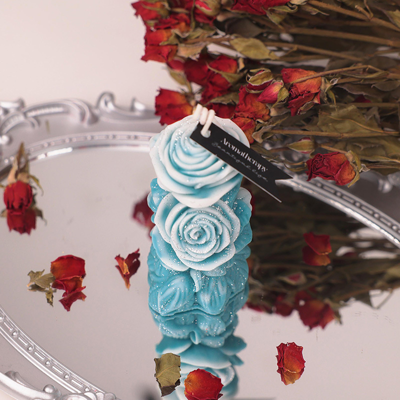 Dream Rose Cera a baja temperatura Patrón flotante Vela de columna tallada Vela de aromaterapia de bricolaje Accesorios fotográficos hechos a mano Regalo de viento ins