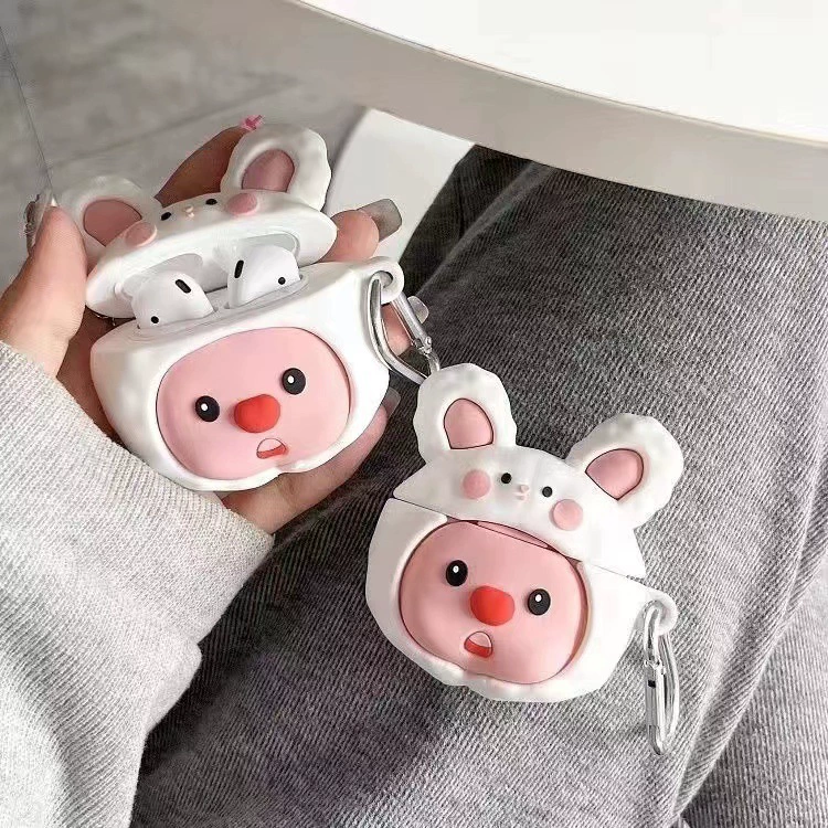 Защитная крышка для AirPods (совместимо с Apple), PVC дизайн мультфильм с крючком — подходит для AirPods 1/2/3/Pro/4