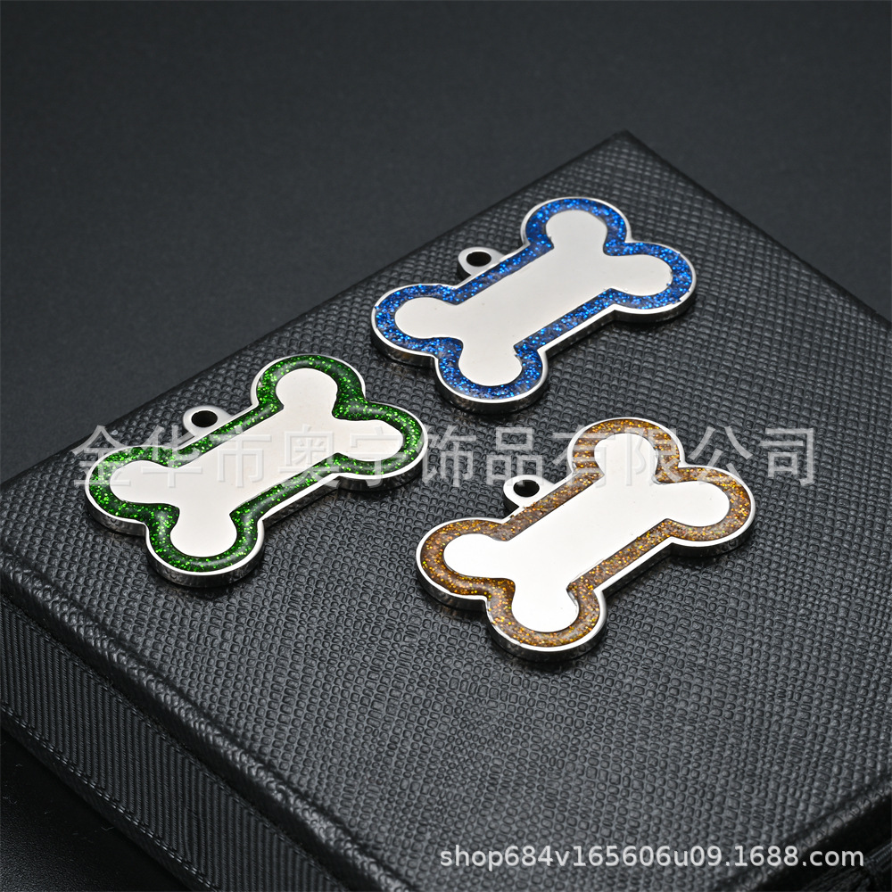 Fuente transfronteriza perro anti-perdida tarjeta de perro hueso de acero inoxidable borde de polvo flash tarjeta de mascota tarjeta de metal tarjeta láser
