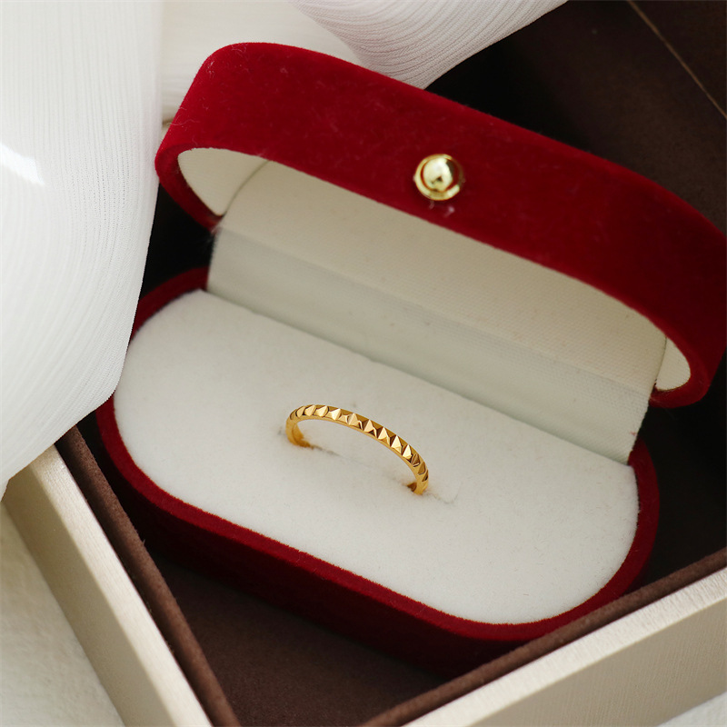 Geometric Pattern Simple Style Geometric Titanium Steel Plating Rings