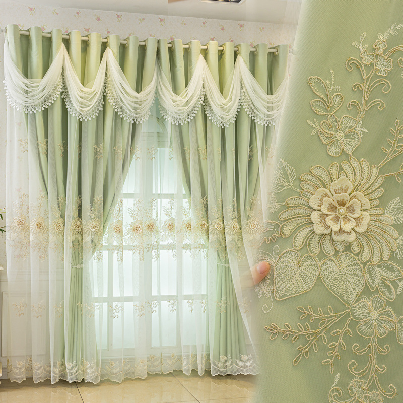Nuevas cortinas europeas 2025 tela de sombra en relieve en una sala de estar de doble capa dormitorio bordado princesa viento