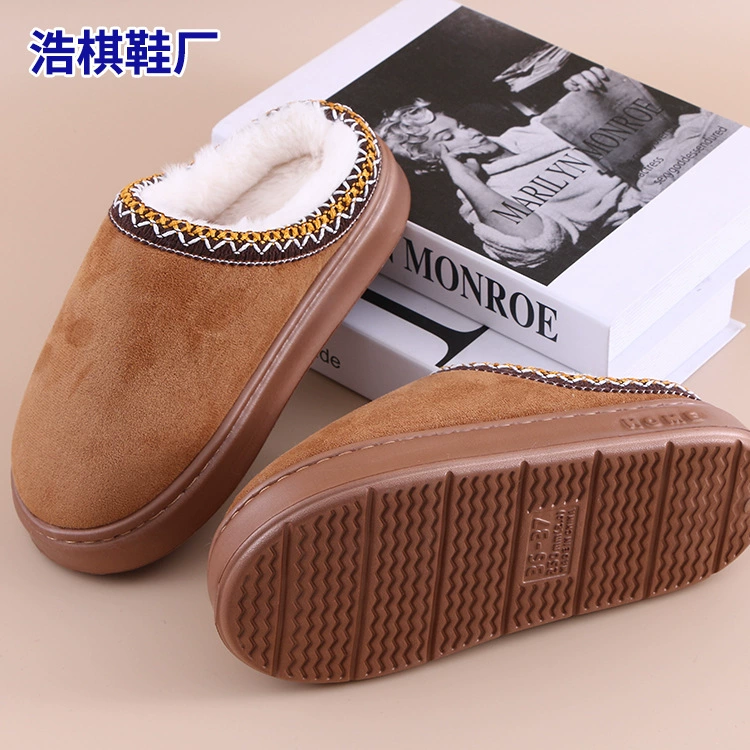 2025 новые домашние тапочки из искусственного оленьего бархата, этнический стиль, модные, на толстой нескользящей подошве, легкие, теплые, хлопковые.