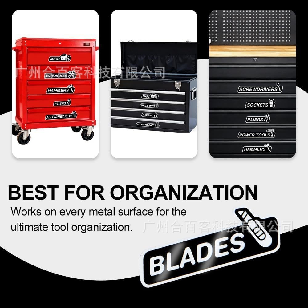 Cross-Border Best-Selling Car Toolbox Label Magnets, 12-Piece Set with Icon Toolbox Magnet Labels