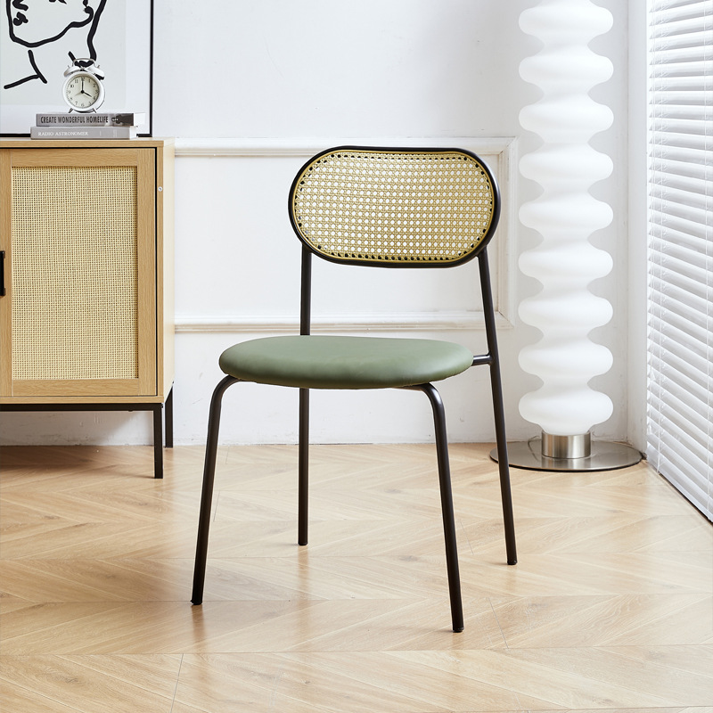 Household rattan dining chair B & B hotel coffee shop rattan chair Internet celebrity back chair milk tea shop leisure rattan chair customization