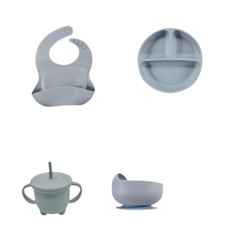 Bandeja de comida de silicona para niños Juego de seis piezas Tazón de ventosa de entrenamiento de alimentos para bebés Bandeja de comida de silicona para bebés Juego de diez piezas