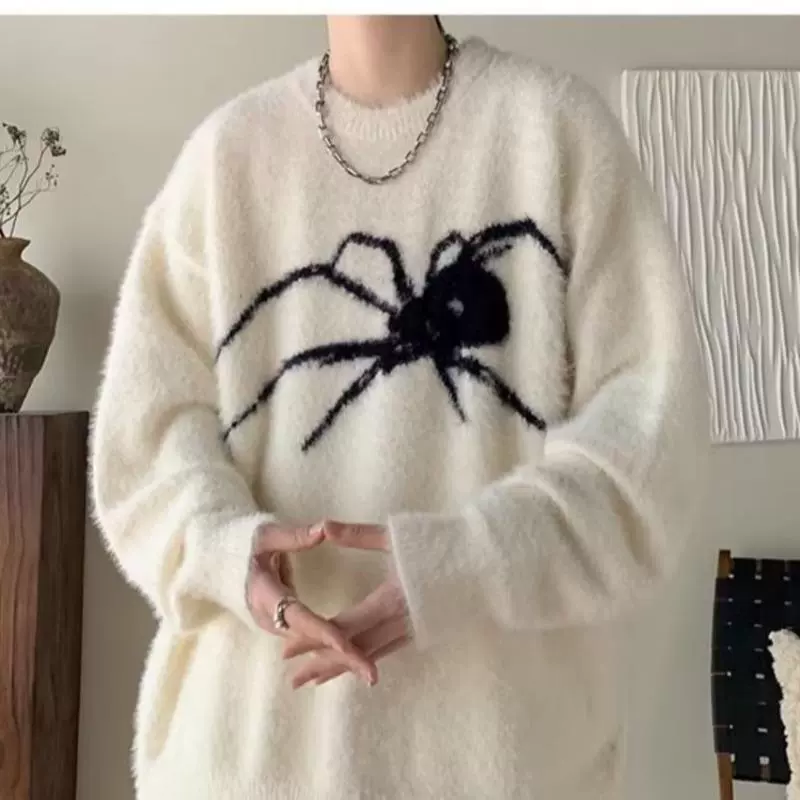 Трансграничные мужские свитера-паук для мужчин и женщин осень-зима новый свободный круглый воротник