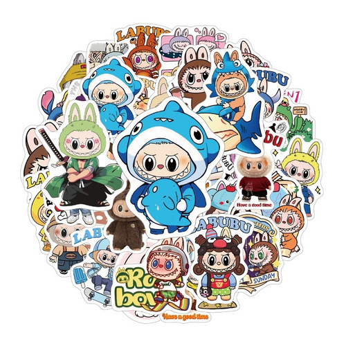 50 Labubu stickers trendy toys accessories for notebooks, laptops, and mobile phones, specially designed for Southeast Asia cross-border trade
