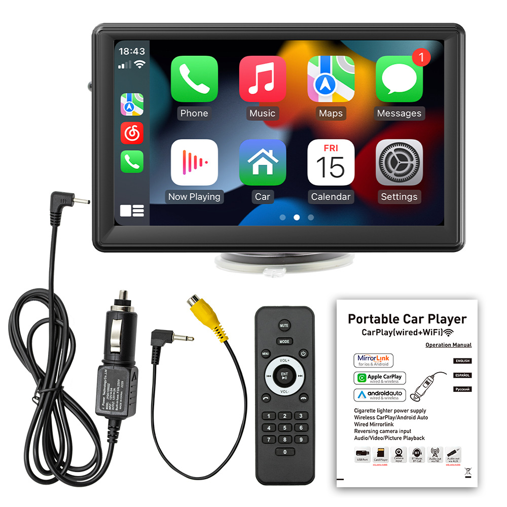 Navegación portátil de 7 pulgadas Carplay inalámbrico para coche reproductor MP5 Bluetooth manos libres control central PND navegación para coche
