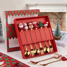 跨境圣诞节勺子圣诞老人公仔勺 ins叉子套装卡通萌趣圣诞礼品套装