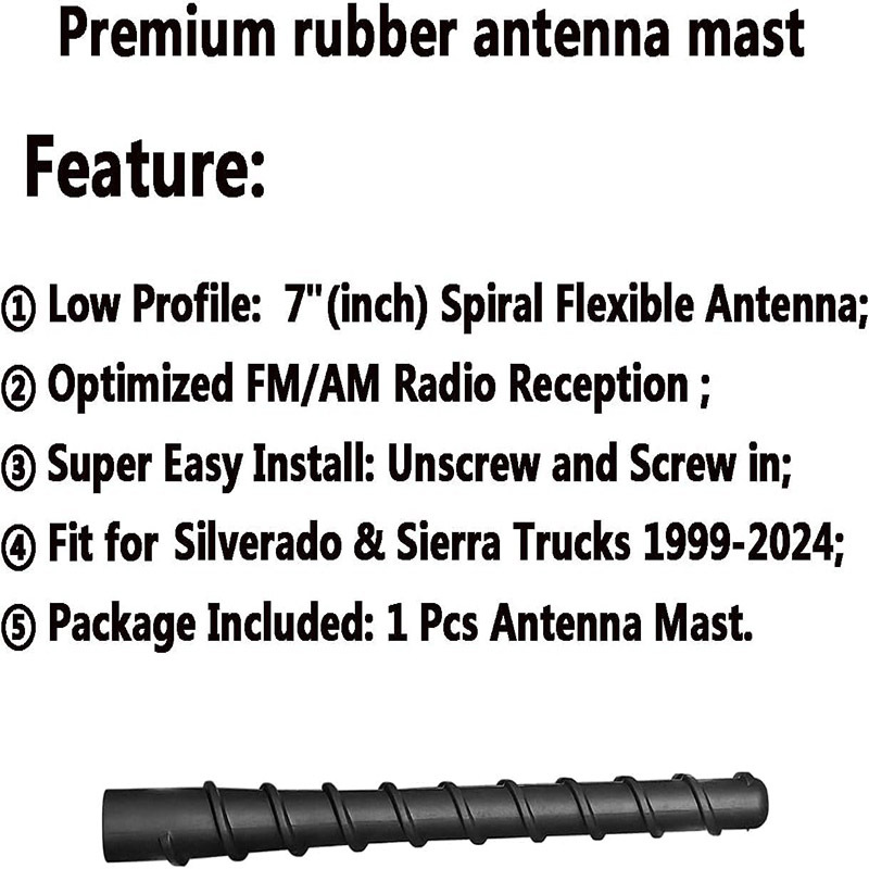 Cross-Border Hot-Selling Factory Best-Selling High-Quality Replaceable 220mm Spiral Universal Car Antenna Pole 7inch