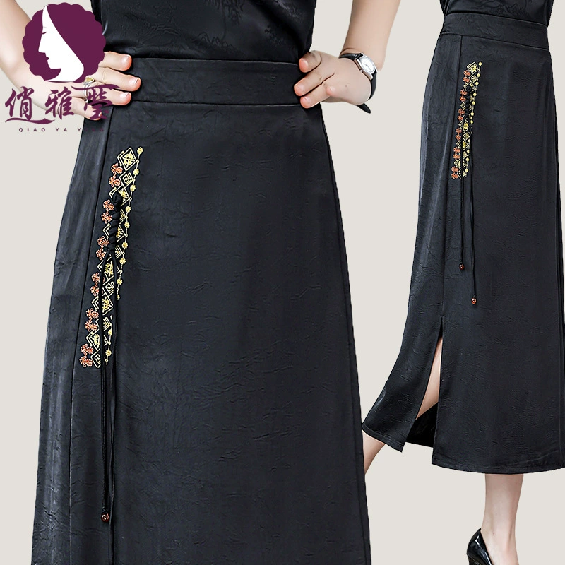 Элегантная жаккардовая юбка Qiaoyaying 2025 года, новая коллекция Весна/Лето, для женщин среднего и старшего возраста, юбка в новом китайском стиле, средней длины.