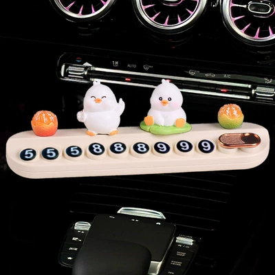 Parking Sign for Cars, Phone Number — Nömrəli dayanma kartı - big-orange-dali-biye-duck-happy-duck-beige-free-aromatherapy-stick-number-numerals
