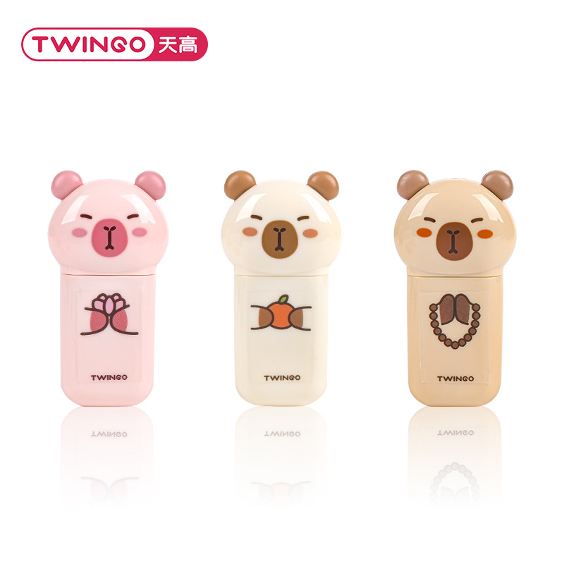 Caricatura infantil mini capibara corrección con material escolar portátil de 6 metros con corrección de errores