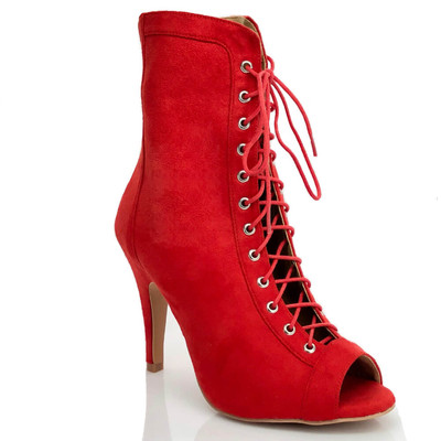 Red high-heeled jazz dance boots, cool boots, sexy high top dance shoes, women indoor Latin dance salsa dance shoes