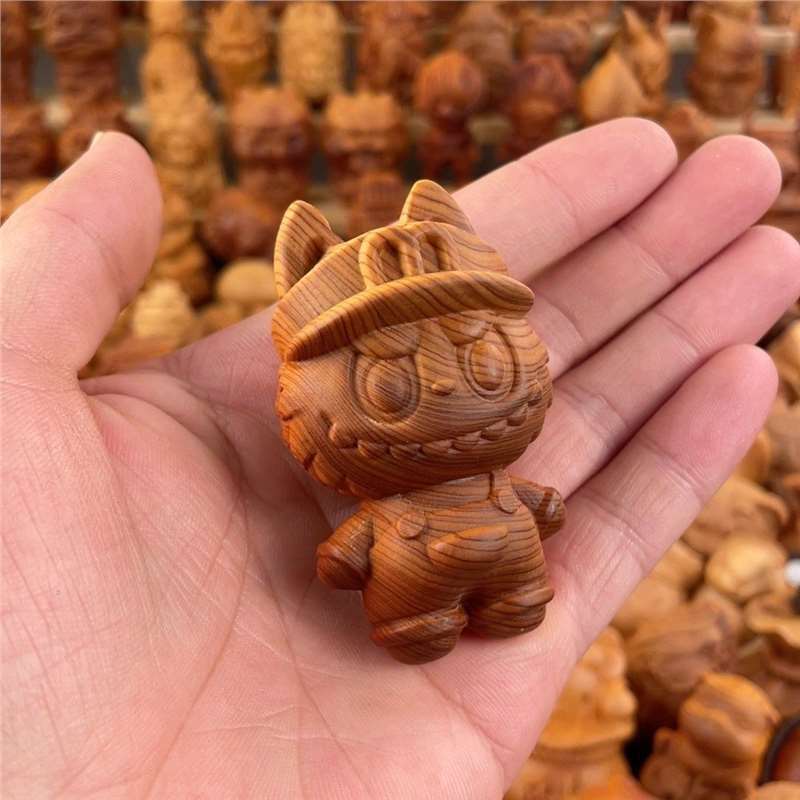 新しい天然シダーウッド彫刻バブルコードトラブブハンドピースデスクトップクリエイティブ装飾品ガールズバッグペンダント|undefined