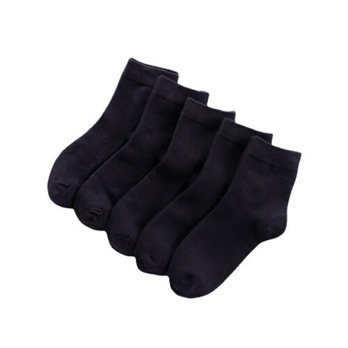 PLUS Pure Black Dual Cotton Slouch Mid-Calf Unisex Versatile Absorbent Breathable Dual Thread Socks Manufacturer Wholesale