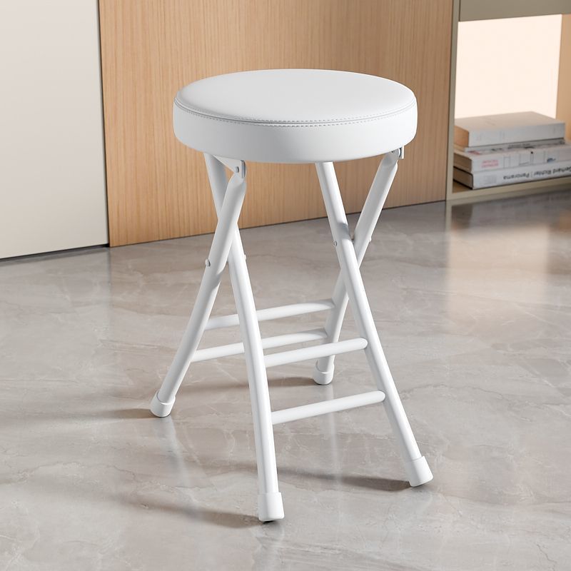 [두꺼운 쿠션] 흰색 프레임과 흰색 표면의 접이식 스툴