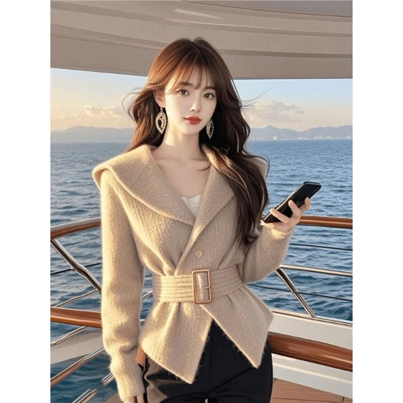 高端精致小香风针织短外套女秋冬新款时尚独特超好看收腰修身上衣