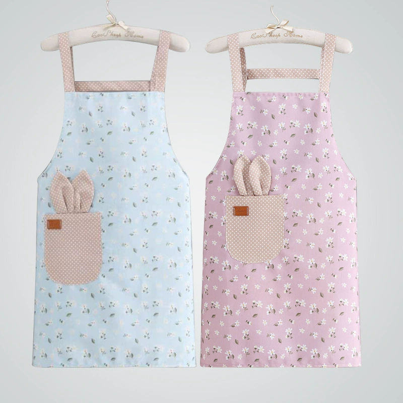 Новый стиль Slub хлопковый фартук с кроличьими ушками Бытовая Кухня Кулинария женские свежие дышащие чистящие комбинезоны Рабочая одежда
