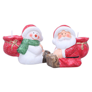 Christmas Cross-Border New Two-Piece Set of Ceramic Paraffin Candle Doll Ornaments Desktop Atmosphere Decorations
