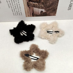 New Autumn/Winter Plush Pentagon Star Fringe Hair Clip for Women - Cute and Small Forehead Hair Clip, Simple and Versatile BB Hair Pin