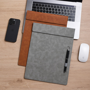 In stock leather business office writing pad 4s file magnetic suction conference board clip hotel meeting record writing board